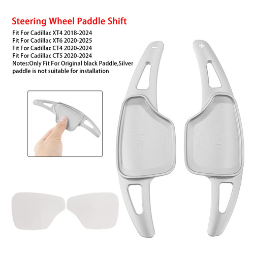 2020-2024 Cadillac CT4 Steering Wheel Paddle Shifter Extension Aluminium Silver Generic