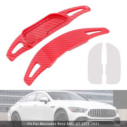 2015-2023 Mercedes Benz AMG Steering Wheel Paddle Shifter Extension Carbon Fiber Red Look Generic