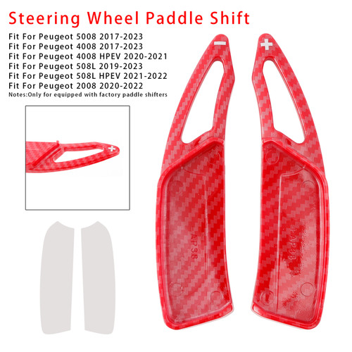 2017-2023 Peugeot 5008 4008 Steering Wheel Paddle Shifter Extension Carbon Fiber Red Look Generic