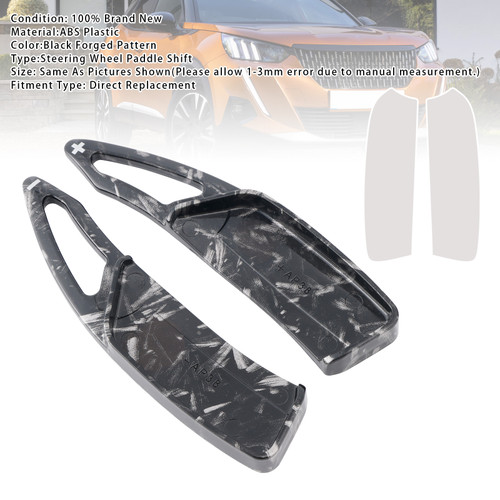 2020-2021 Peugeot 4008 HPEV Steering Wheel Paddle Shifter Extension Black Forged Pattern Generic