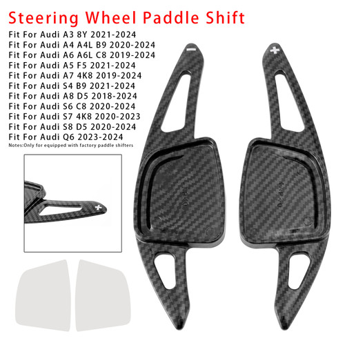 2023-2024 Audi Q6 Steering Wheel Paddle Shifter Extension Carbon Fiber Black Look Generic