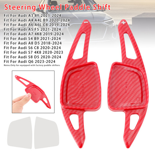 2020-2024 Audi S4 S6 S7 S8 Steering Wheel Paddle Shifter Extension Carbon Fiber Red Look Generic
