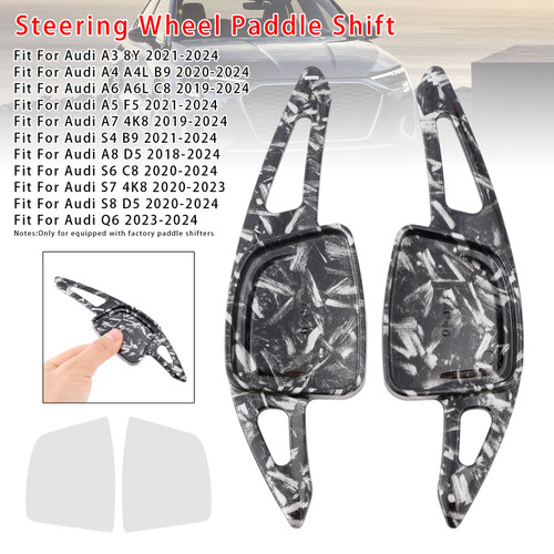 2019-2024 Audi A3 A4 A5 A6 A7 A8 Steering Wheel Paddle Shifter Extension Black Forged Pattern Generic