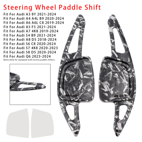 2019-2024 Audi A3 A4 A5 A6 A7 A8 Steering Wheel Paddle Shifter Extension Black Forged Pattern Generic