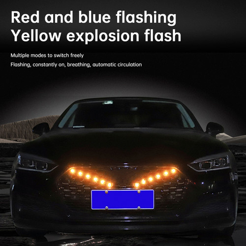 8Pcs Front Grille LED Flashing Lighting Bullet Head Appearance For Universal Car