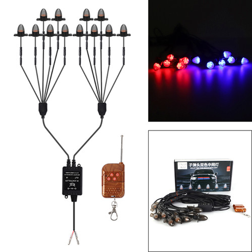 12Pcs Front Grille LED Flashing Lighting Bullet Head Appearance For Universal Car