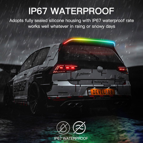 Car Tail Streamer Lamp Carbon Fiber LED Light Rear Wing Spoiler Lip Brake Trunk Multicolour 1.3M