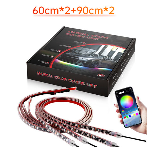 4Pcs LED Chassis Light Modified With Fantasy Ambient Light APP Controller 60cm*2+90cm*2