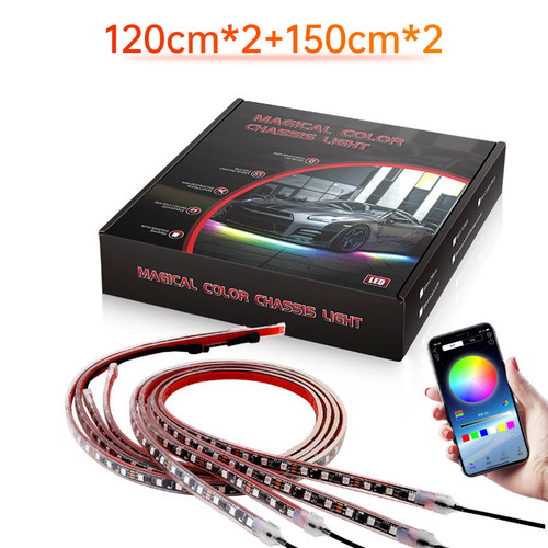 4Pcs LED Chassis Light Modified With Fantasy Ambient Light APP Controller 120cm*2+150cm*2