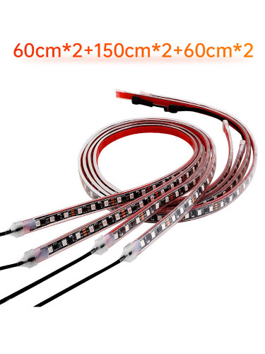 6Pcs LED Chassis Light Modified With Fantasy Ambient Light APP Controller 60cm*2+150cm*2+60cm*2