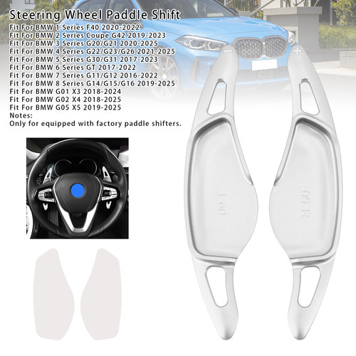 2016-2025 BMW 1/2/3/4/5/6/7/8 Series Steering Wheel Paddle Shifter Extensions Aluminium Silver Generic