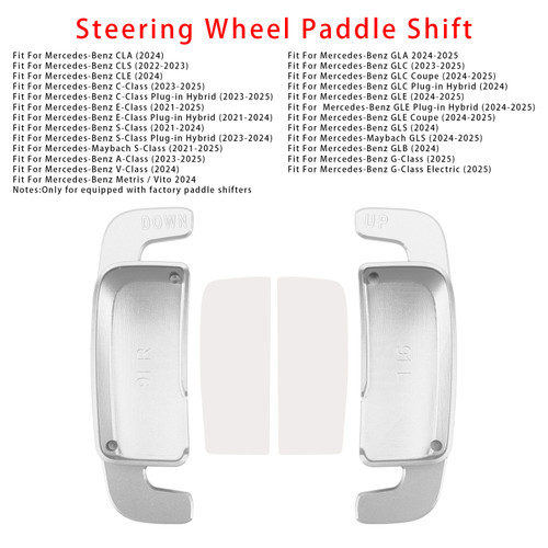 2021- Mercedes-Benz A/C/E/S/V/G-Class EQA Metris Steering Wheel Paddle Shifter Extension Aluminium Silver Generic