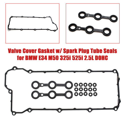 1992-1995 325is E36 M50B25 2.5L Valve Cover Gasket w/ Spark Plug Tube Seals 11121738701 Generic