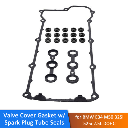 1993 525iT E34 M50B25 2.5L Valve Cover Gasket w/ Spark Plug Tube Seals 11121738701 Generic