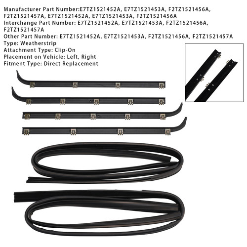 1997 Ford F150 Truck with Old Body Style Front 4PCS Door Window Seal Belt Weatherstrip + 2PCS Seal Kit Generic