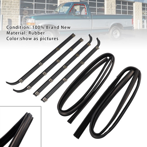 1987-1997 Ford F350 Truck Front 4PCS Door Window Seal Belt Weatherstrip + 2PCS Seal Kit Generic