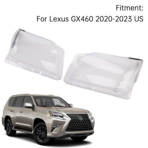 2020-2023 Lexus GX460 2Pcs Front Headlight Lens Shell+Seal Glue Generic