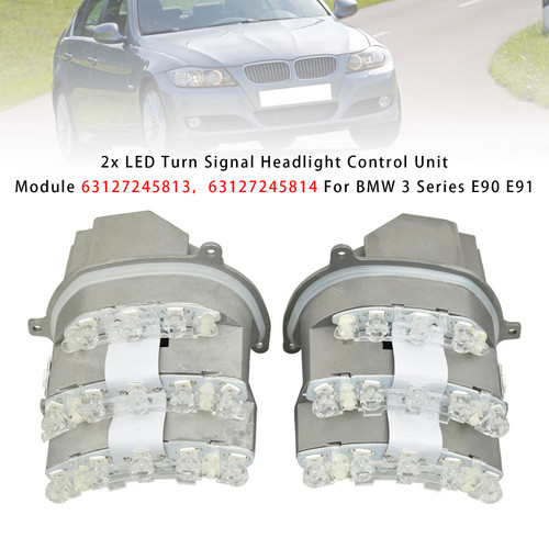 2007-2011 BMW 3 Series E90 LCI 2x LED Turn Signal Headlight Control Unit Module 63127245813 63127245814 Generic