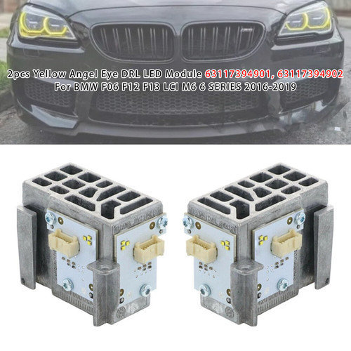2016-2019 BMW F06 F12 F13 LCI M6 6 SERIES 2pcs Yellow Angel Eye DRL LED Module 63117394901 63117394902 Generic