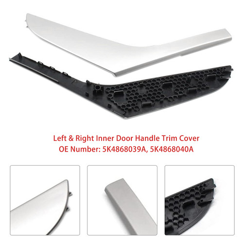 2009-2013 Volkswagen Golf MK6/ Golf GTI 2pcs Left & Right Inner Door Handle Trim Cover Silver Generic