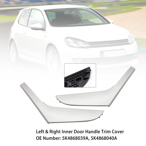 2009-2013 Volkswagen Golf MK6/ Golf GTI 2pcs Left & Right Inner Door Handle Trim Cover Silver Generic