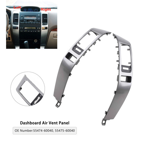 2003-2009 Toyota Land Cruiser Prado J120 2x Dashboard Air Vent Panel Silver Generic