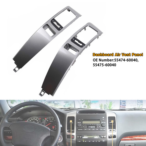 2003-2009 Toyota Land Cruiser Prado J120 2x Dashboard Air Vent Panel Silver Generic