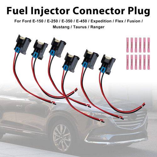 6PCS Fuel Injector Connector Pigtail Plug Wiring Harness Fit Ford Fit Chevy