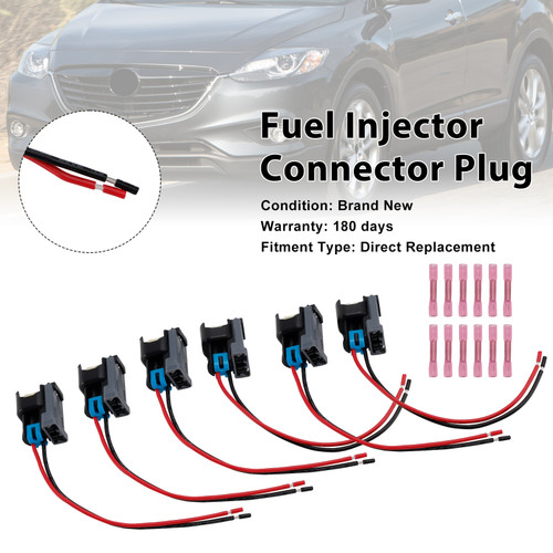 6PCS Fuel Injector Connector Pigtail Plug Wiring Harness Fit Ford Fit Chevy