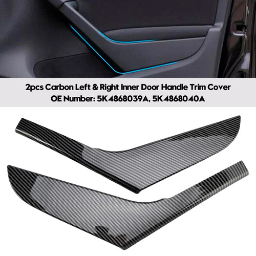 2009-2013 Volkswagen Golf GTI MK6 Left & Right Inner Door Handle Trim Cover 5K4868039A Carbon Generic