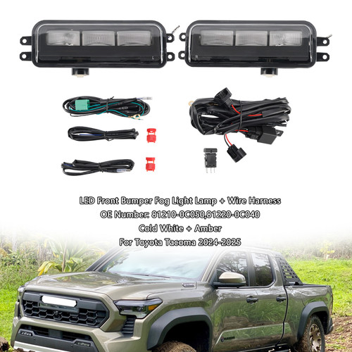 2024-2025 Toyota Tacoma LED Front Bumper Fog Light Lamp + Wire Harness 81210-0C050 Generic