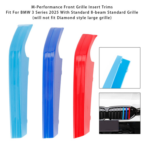 2025 BMW 3 Series Tri-Color ABS Front Kidney Grille Insert Trims Clip Generic