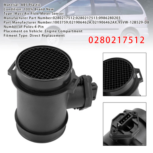 1992-2000 VW Golf III Sharan Transporter Vento Mass Air Flow Meter Sensor 0280217512 Generic