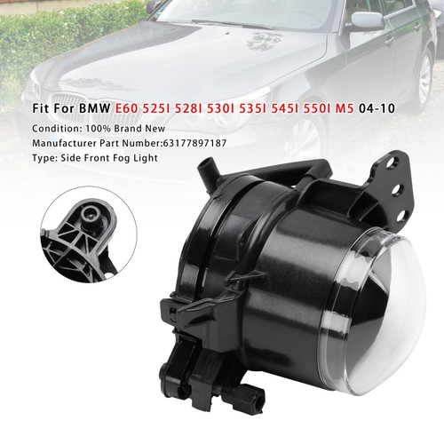 2004-2010 BMW E60 525I 528I 530I 535I 545I 550I M5 1X Left Fog Light 63177897187 Black Generic
