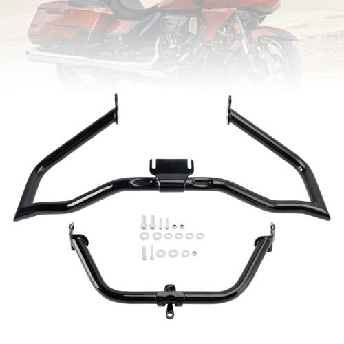 2014-2022 Touring Road Glide Engine Guard Crash Bar Frame Protector Bumper Steel BlackA Generic