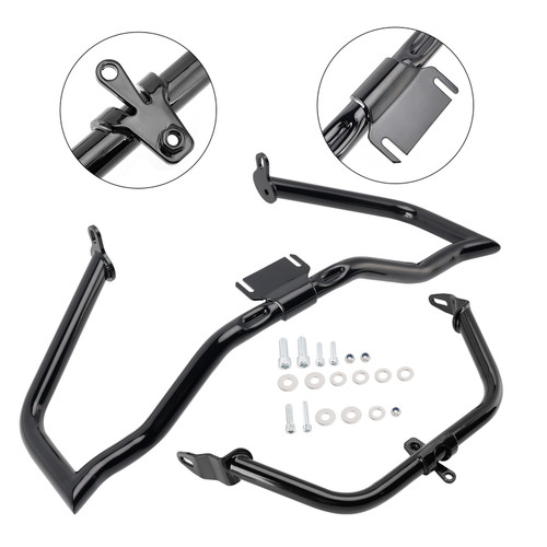 2014-2022 Touring Road Glide Engine Guard Crash Bar Frame Protector Bumper Steel BlackA Generic