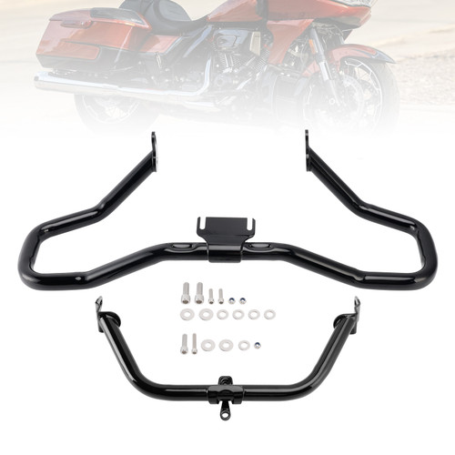 2014-2022 Touring Road Glide Engine Guard Crash Bar Frame Protector Bumper Steel Blackc Generic