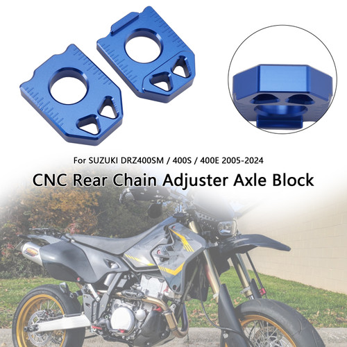 2005-2024 SUZUKI DRZ400SM/ 400S/ 400E CNC Rear Chain Adjuster Axle Block Blue Generic