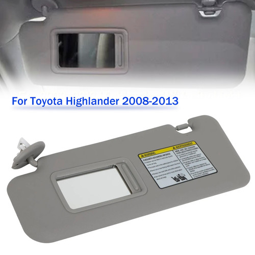 2008-2013 Toyota Highlander Driver Side Sun Visor 74320-48500-E0 Gray Generic