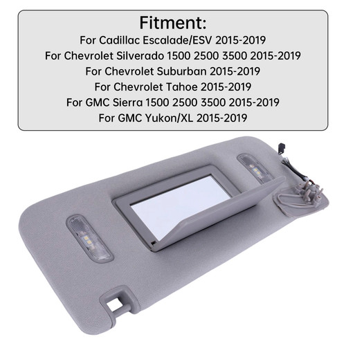 2015-2019 GMC Sierra 1500 2500 3500 Gray Sun Visor Left 22870346 Generic