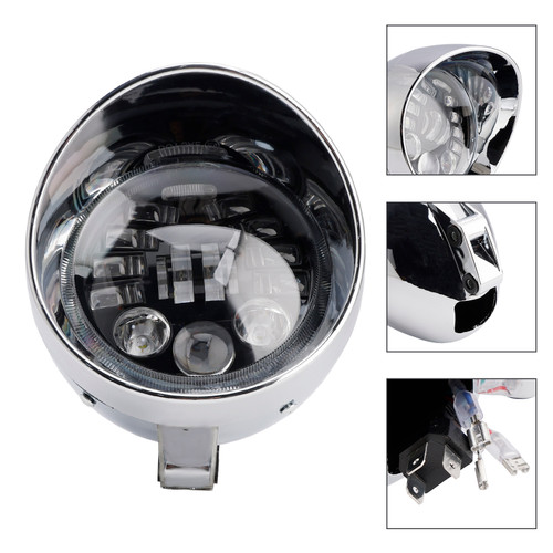 Multifunctional Beam Headlight Lamp Custom Chrome Fits For Racer Bobber Chopper