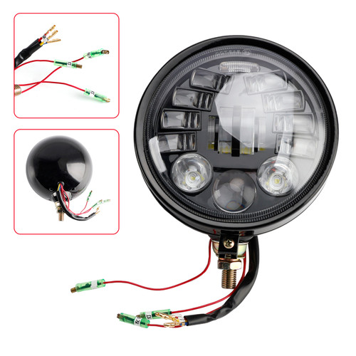 Multifunctional Beam Headlight Lamp Custom Black #82 For Racer Bobber Chopper