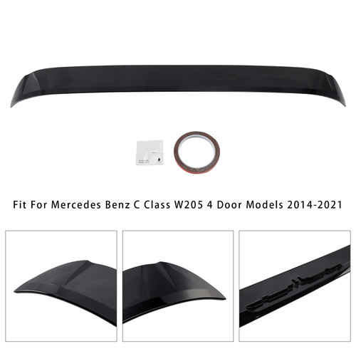 2014-2021 Mercedes Benz C Class W205 4 Door Models Rear Roof Wing Gloss Black Generic