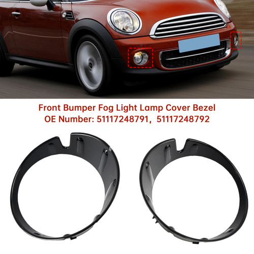 2009-2013 MINI R56 LCI Pair Front Bumper Fog Light Lamp Cover Bezel 51117248791 51117248792 Generic