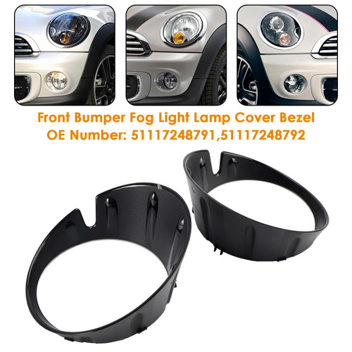 2011-2015 MINI Roadster R59 Pair Front Bumper Fog Light Lamp Cover Bezel 51117248791 51117248792 Generic