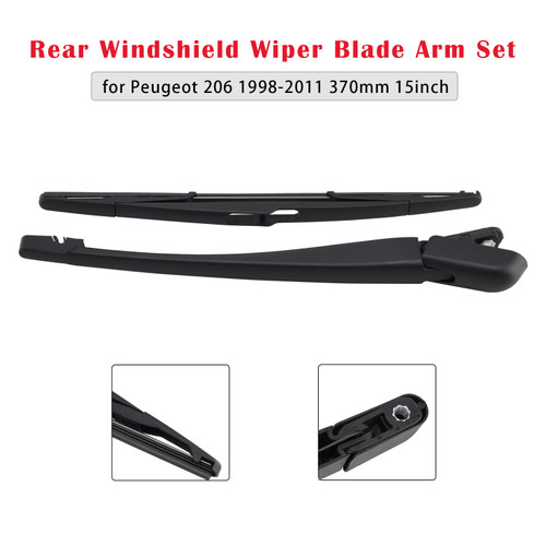 2006-2012 Peugeot 207 Hatchback Rear Windshield Wiper Blade Arm Set Black Generic