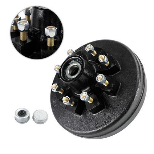 Grease Trailer Hub and Drum Assembly for 7K Axles - 12"-8 on 6-1/2-Pre-Greased