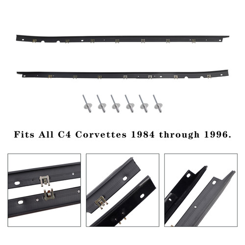 Driver + Passenger Sides Door Panel Outer Window Seals For Corvette 1984-1996