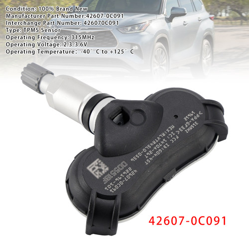 2018-2024 Toyota Highlander RAV4 Sequoia Tundra 1X TPMS Tire Pressure Sensor 426070C091 Generic