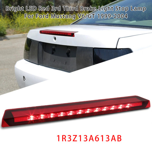 1999-2004 Ford Mustang V6/GT Bright LED Red 3rd Third Brake Light Stop Lamp 1R3Z13A613AB Red Generic